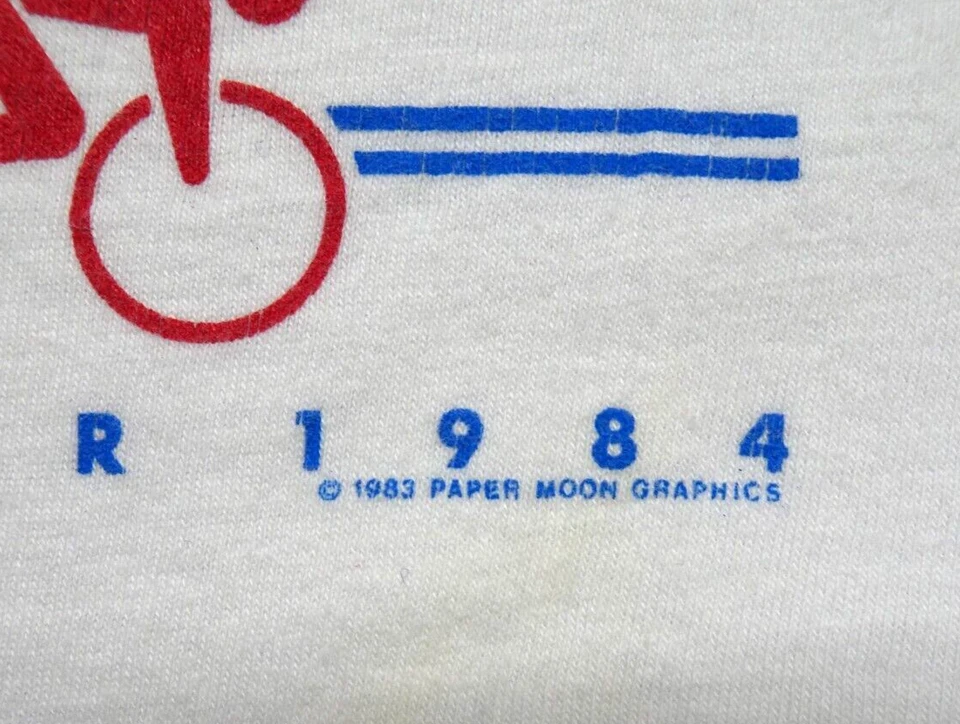 Camiseta De Colección 1984 Juegos Olímpicos de Los Ángeles Paper Moon EE. UU. S/S Pequeña Blanca Foto 3 de 4
