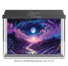 Glowing Purple Cloud Moon Polyester Fish Tank Glass Backdrop Aquarium Background