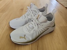 PUMA Woman  s Soft Ride Running Shoes Size 7 White/gold New