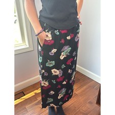 Vintage The Limited Floral Maxi Skirt Black Made in USA 90s Grunge Size 4