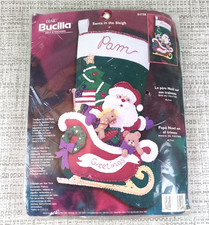 Bucilla SANTA IN THE SLEIGH Felt Stocking Kit 84758 Sequins Beads 18" SEALED