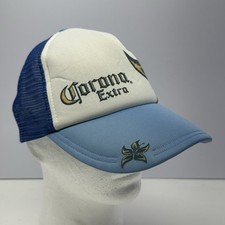 Corona Extra Beer Trucker Hat Mesh Hawaiian  Snapback Flower Blue White VTG