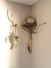 All-natural manzanita wood branches, hand sanded. DIY, Decor, Wood Hanging Shelf