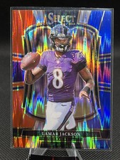 2025 Panini Select - Premier Level Lamar Jackson #160 Red & Blue Shock Prizm