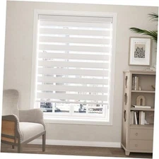 Zebra Blinds for Window Light Filtering Dual Layer Roller 26" W x 72" H White