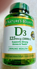 Nature's Bounty Vitamin D3 125mcg 5000 IU Dietary Softgels - Exp 7/28 - 400 Ct