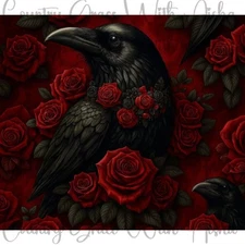 20oz Skinny Wrap Crow Roses Halloween Sublimation Transfer Ready To Press