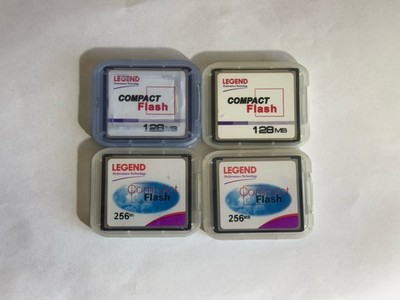 Lot of 4 Legend CompactFlash CF Cards 2x 256MB 2x 128MB Type I Used
