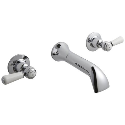 Hudson Reed Topas Hebel Wandmontage Badewannenauslauf + Absperrhähne BC309DL Neu