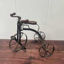 Wood  Metal Rustic Vintage Look Tricycle Fully Functional Decorative Doll Toy