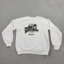Planet Hollywood Paris Sweatshirt Mens Small VTG Logo Embroidery Pullover