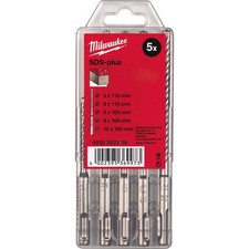 Milwaukee SDS Plus Hammer Masonry Drill Bit Set 5 Piece Concrete Brick Stone DIY