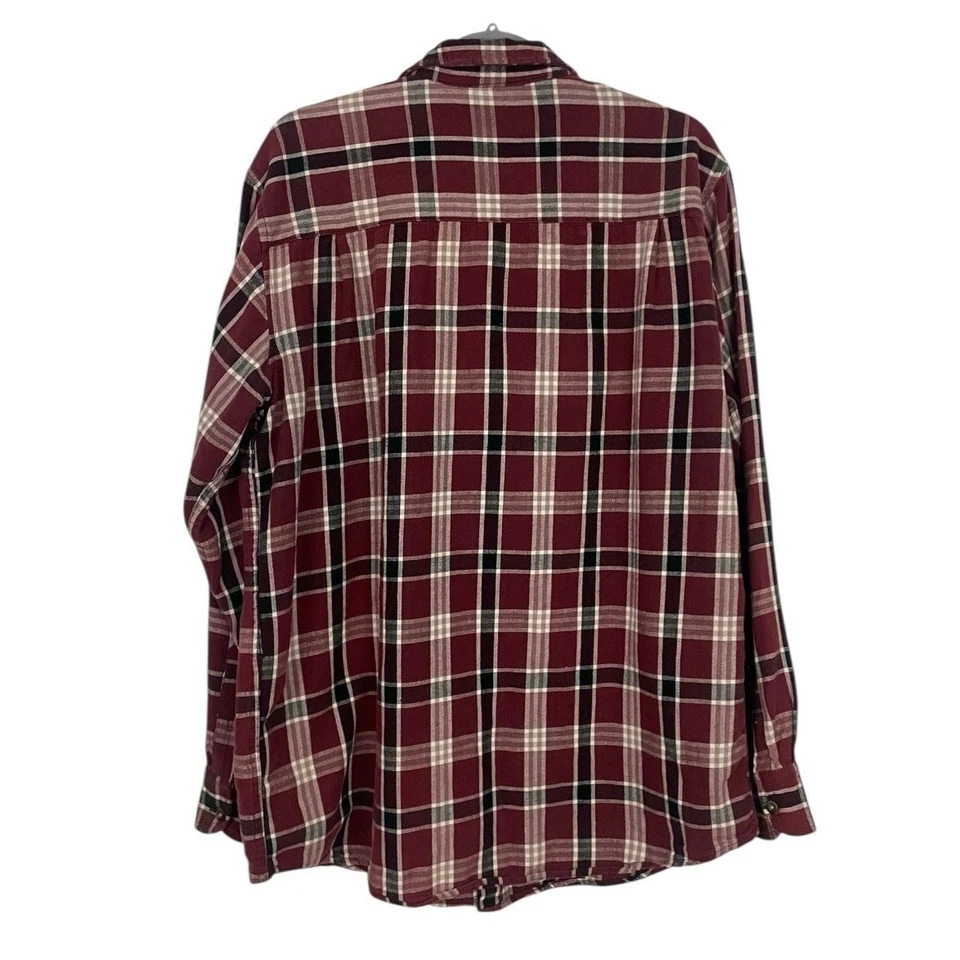 Camisa de franela con botones de manga larga a cuadros roja Faded Glory para hombre Foto 4 de 4