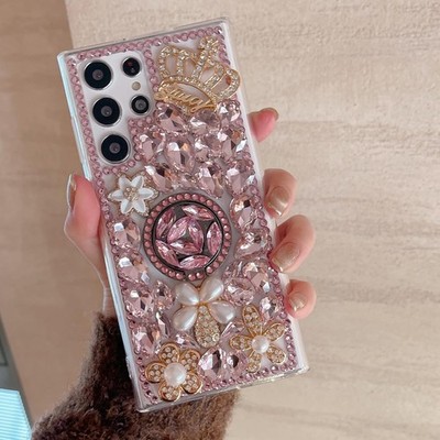 Girly Ring Holder Bling Diamonds TPU Phone Case For Cricket  AT&T Optus Wiko