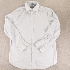 Michael Kors Shirt Mens L 16 32/33 Blue Geometric Circle Micro Print Cotton Slim