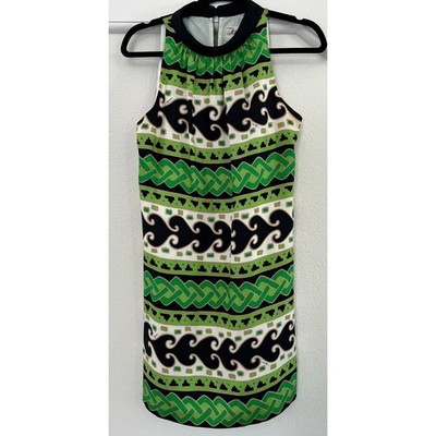 Milly New York 100% Silk Geometric Chain Pattern Mini Dress 4 Chic Event Artsy