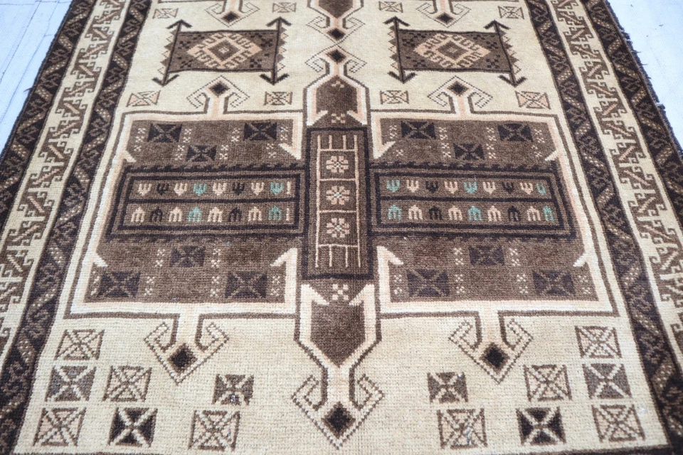 3x5 ft Antique Caucasian Rug- Handmade Wool Tribal Rug, Geometric Oriental Rug - Image 3 of 4