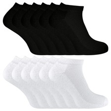Sock Snob - Mens Bamboo Ankle Running Socks 6 Pairs Black & White