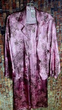 Vintage Gillian O Malley silky lilac floral pajama set long sleeve Size S