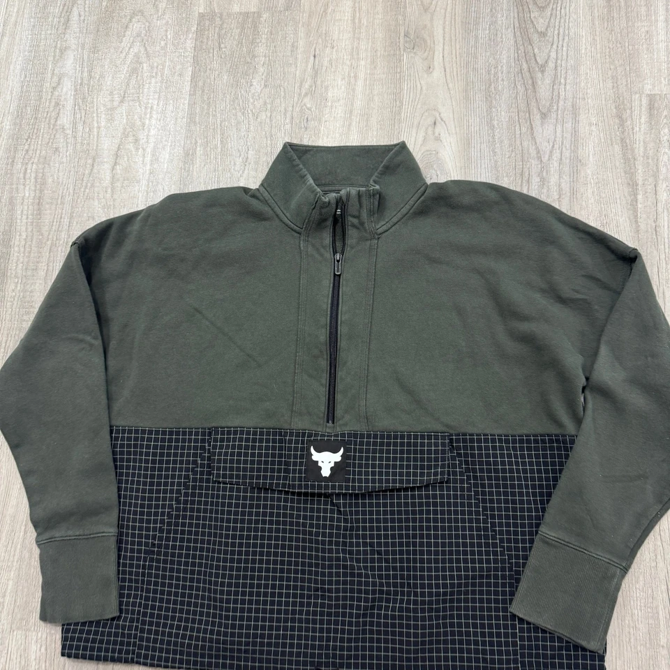 Pullover Under Armour Project Rock 1/2 cremallera polar grande verde negro para mujer Foto 2 de 4