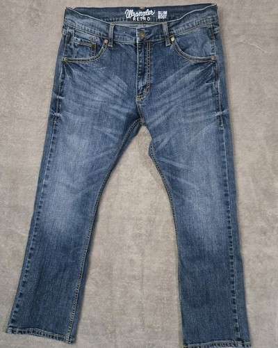 Wrangler Retro Slim Boot Cut Jeans Mens 32x30 Blue Stretch Western Cowboy Chore - Picture 1 of 9