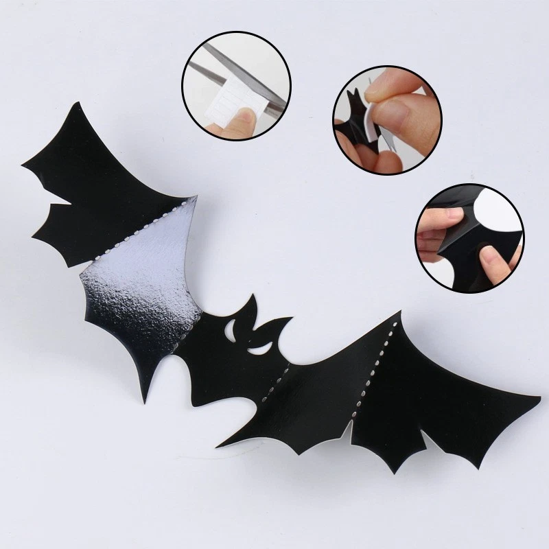 120Pcs летучие мыши 3D наклейки для стены, окна, дома и вечеринки декор - Изображение 2 из 4