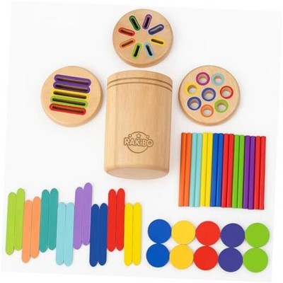 Montessori Color Sorting Toy for Toddlers - 3-in-1 Wooden Fine Motor Set with