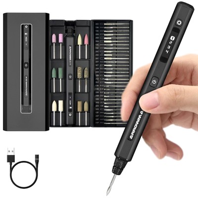 AM ARROWMAX Mini Engraving Pen, HollowCup Motor, 42 Bits with Aluminum Case, OLE