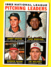 1964  TOPPS   PITCHING LDRS  KOUFAX MARICHAL SPAHN   #3  VG   corner  crease