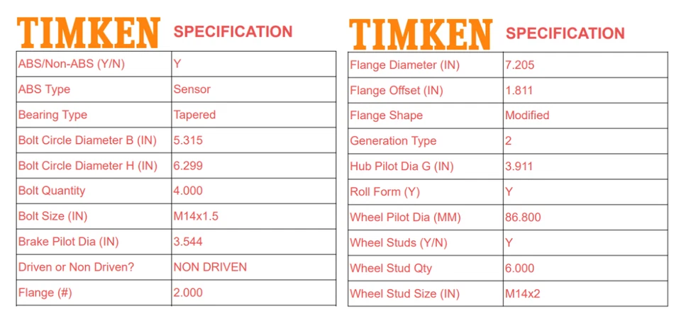 Cojinete de rueda delantero Timken y buje para Ford F-150 2009 2010 4,6 L 5,4 L tracción trasera TX Foto 3 de 4