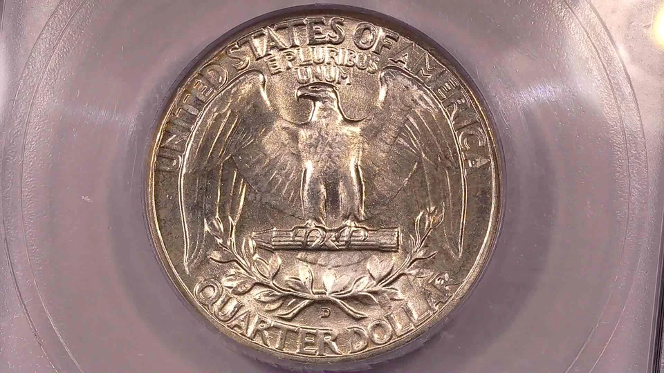 1943-D Washington Silver Quarter MS65 DDO RPM D/D Brilliant Rainbow Toning - Image 4 of 4