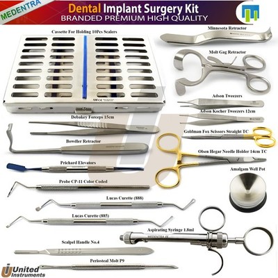 Kit De Chirurgie Buccale Avancé - 15 Instruments En Acier Inox Pour Implants Dentaires Et Parodontologie