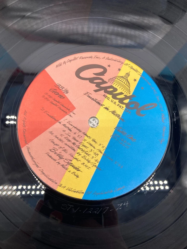 Billy Squier Emotions In Motion Vintage Vinyl LP 1982 Capitol Record ST-12217 - Image 2 of 4