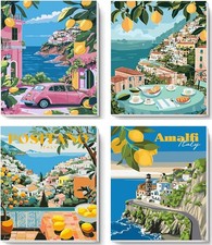 4Pack Paint by Numbers for Adult, Cityscape Scenery Paint by Numbers Kit for Adu