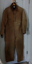 Vtg Carhartt Coveralls Men 46 Short Tan Duck Quilted Lined Workwear 1999