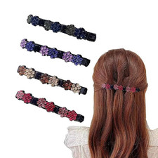 4Pcs Water Diamond Braided Hair Clips for Women'S Bangs Hairpin Head Fragments o