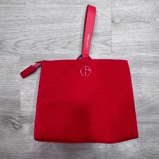 Giorgio Armani Beauty Red Rippled Textured Wristlet Pouch Cosmetic Makeup Bag