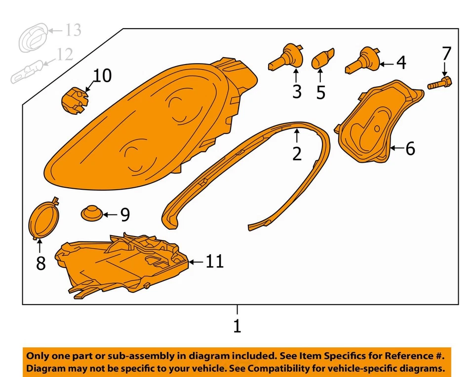 Faro halógeno delantero derecho Porsche 981 Cayman Boxster 2013 2014 2015 2016 OEM Foto 3 de 4
