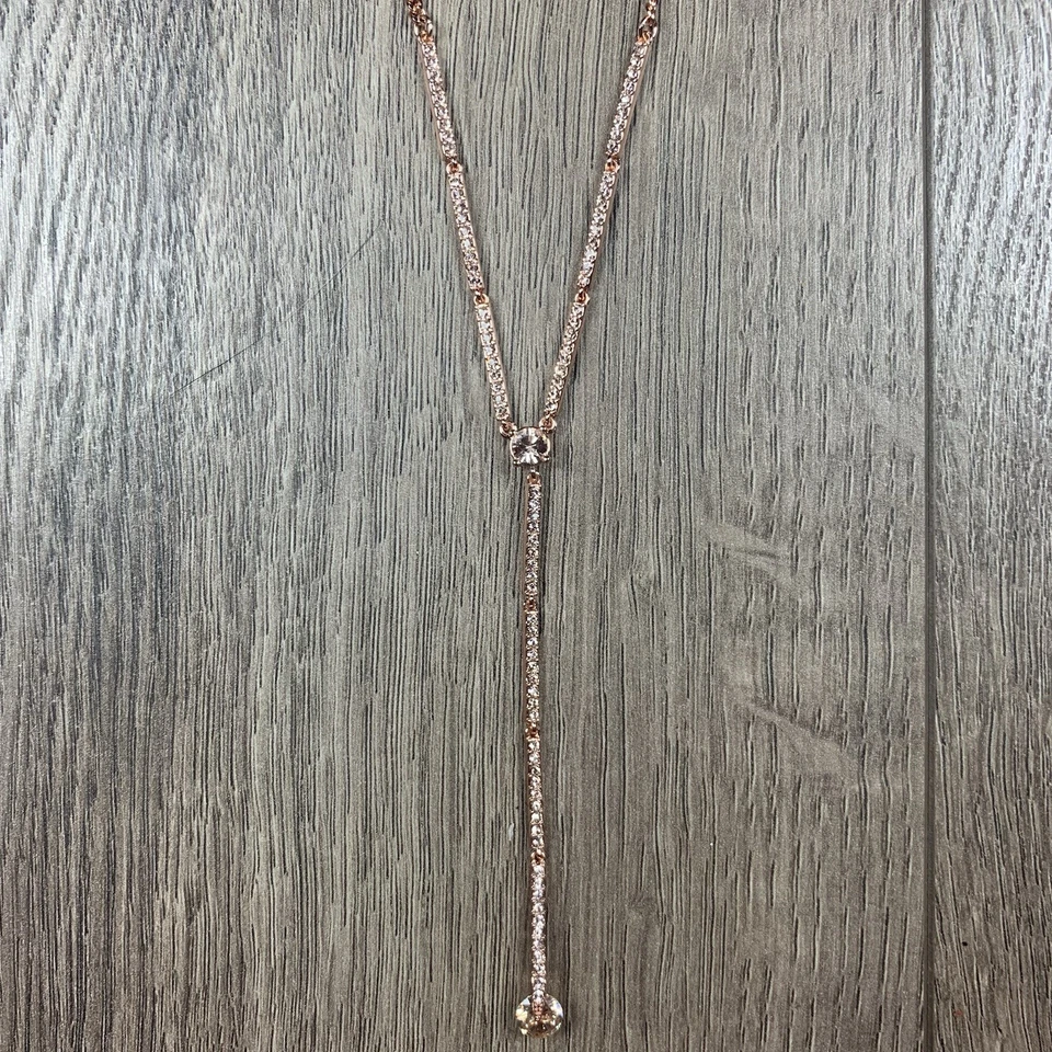 $70 Givenchy Mujer Oro Rosa Cristal Largo Y Collar Punta Diamante Flotante Foto 2 de 4