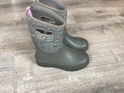BOGS Neo Classic Youth 5 Waterproof Twinkle Winter Boots Gray BioGrip Outsole
