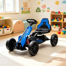 Blue 12V Electric Go Kart Kids Ride On Toy with EVA Tires