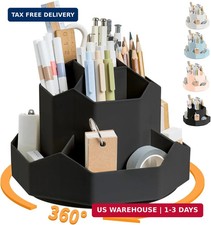Cayxenful Pencil Pen Holder for Desk,9 Slots 360 Degree Rotating Desk Organizers