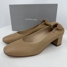 Everlane Italian Leather Day Heel 9 Women's Light Taupe Elastic Back Comfort