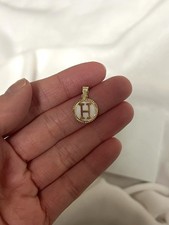 10k Yellow Gold Round Letter H Initial Charm