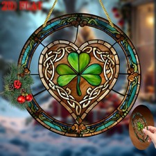Celtic Knot Heart Clover Acrylic Suncatcher Lucky Window Hanging Decoration Gift