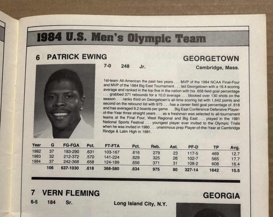 MICHAEL JORDAN Programa Debut RC - 1984 Equipo de Baloncesto Olímpico EE. UU. 22/06/84 Foto 3 de 4