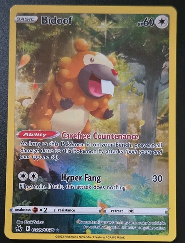 Bidoof GG29/GG70 SWSH: Crown Zenith: Galarian Gallery Holo