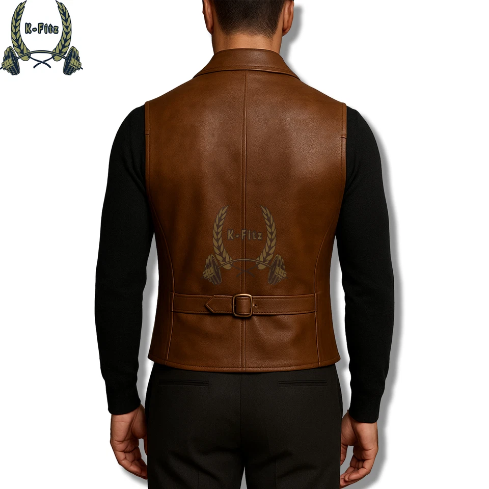 Handmade Brown Leather Vest | Steampunk Pirate Costume - Image 2 of 4