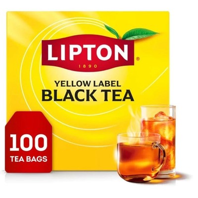 Lipton Black Tea Bags, Hot or Iced High Caffeine Tea, 100 Count (Pack of 1)