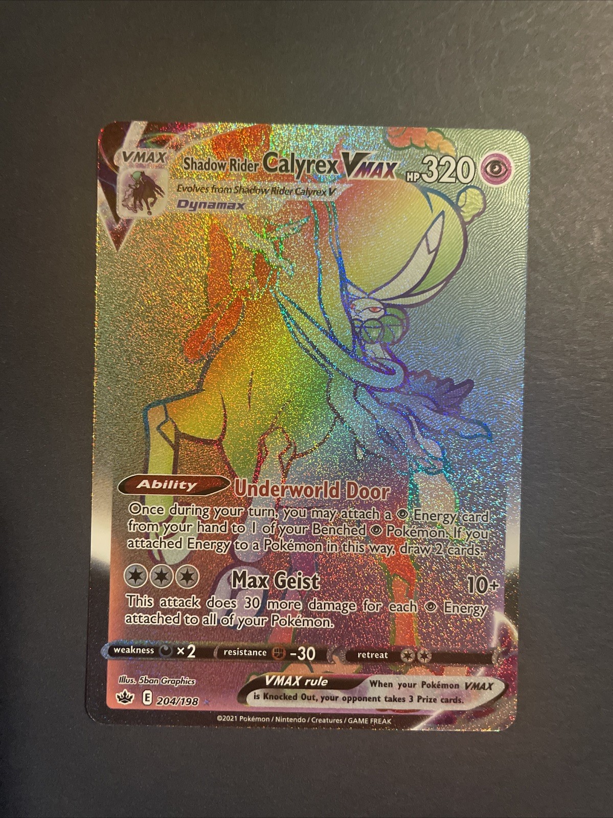 Pokemon TCG - Shadow Rider Calyrex VMAX 204/198 NM/M Chilling Reign Secret Rare